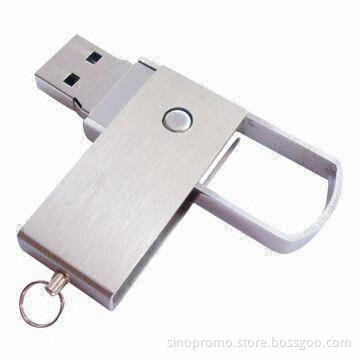 Mini Swivel Metal USB Flash Drive, Made of Stainless Steel Material